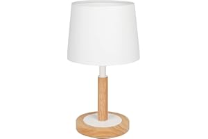 ‎TOMONS tomons Nachttischlampe Dimmbar aus Holz, Moderne Stil LED Tischlampe, Schreibtischlampe Retro für Schlafzimmer oder im Hotel oder Café - Weiß