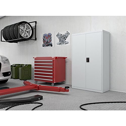 Aktenschrank Büroschrank Werkzeugschrank Metallschrank Universal Schrank grau 3 Einlegeböden - 9