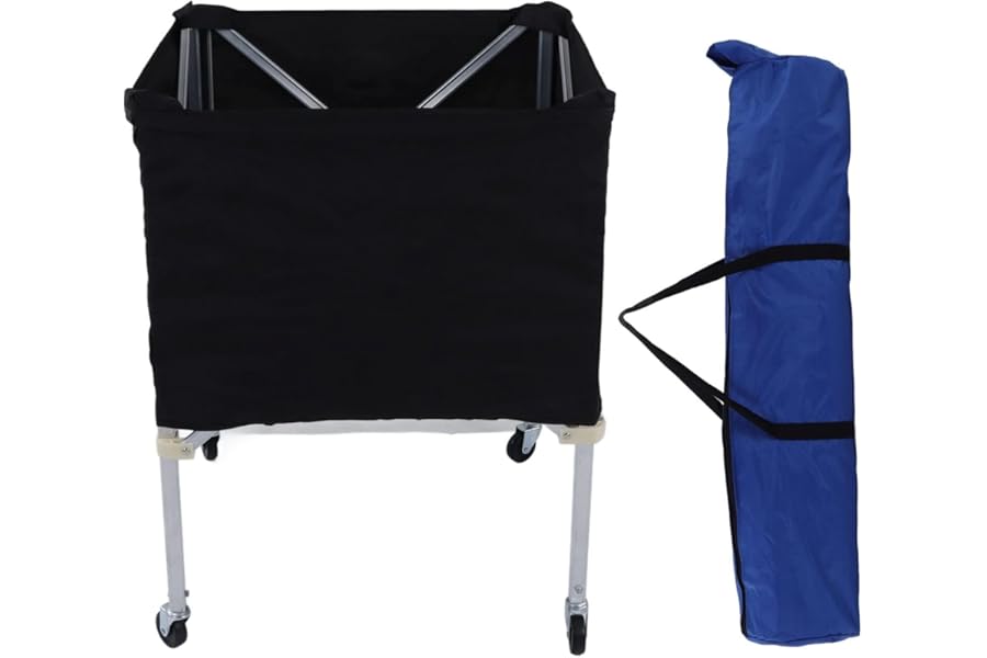 Cocoarm Ball Cart, Portable Volleyball Trolley on Wheels, Foldable Removable Basketball Hopper, Tennis Basket on Wheels for Volleyball, Ball, Garage, Ball Storage