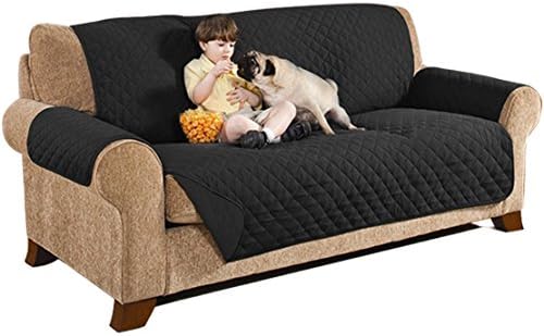 sumuya Waterproof Sofa Cover, Reversible 3 Seater Sofa Protector Slip Cover Dog Cat Pet Waterproof Furniture Protector Cover Black