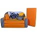 Produktbild FORTISLINE Kindersofa Kindercouch Aufklappen Bettfunktion + Hocker W319 Viele Muster (Motorad)