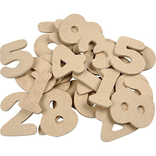 Wooden Numbers - Assortment, H: 4 cm, MDF, 30 asstd