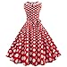 Price comparison product image Wawer Vintage Summer Dresses for Women,40's/50's Vintage Swing Dress, Casual Retro Dot Printing Sleeveless Bodycon O-neck Prom Dress for Evening Party (XXL, Watermelon red)