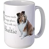 CafePress Happy Place Sheltie Großer Becher Tasse groß – Standard mehrfarbig