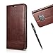 Produktbild Samsung Galaxy S6 Edge Plus Hülle 5.7", Samsung Galaxy S6 Edge Plus Schutzhülle Leder Hülle, Alfort 2 in 1 Flip Fashion Design Dual Use Falten Premium PU Leder Tasche Case Cover Flip Mappen Kasten Abdeckung für Samsung Galaxy S6 Edge Plus 5.7" Smartphone Funktion Standfunktion Unterstützte Telefone und Handy am seil Automatisches Schließen ( Braun ) + Alfort Schwarz Stylus Pen