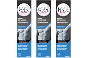 Veet Men - Crème Dépilatoire Homme - Peaux Sensibles - 200 ml - Lot de 3