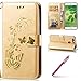 Produktbild Schutzhülle für Huawei Nova 2,Huawei Nova 2 Handyhülle Lederhülle,Hpory Retro Elegant Bronzing Schmetterling Muster mit Schlüsselband Ledertasche Handyhüllen Leder PU im Bookstyle Klapphülle Case With Multi-Kredit Kartenfächer Wallet Flip Cover mit Standfunktion Magnetverschluß Cover Case PU Leder Und Silikon Innenschale Anti-Staub Anti-Kratzer und Shockproof Telefon Tasche Handytasche Schutzhülle für Huawei Nova 2 + 1 x Hpory Stylus-(Gold)