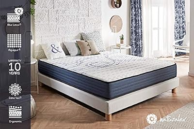 NATURALEX Matelas PerfectSleep - Noyau UHR Bi Densité Blue Latex et Aquapur – Très Respirant - 16 cm - 90 x 190 cm