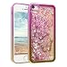 Produktbild iPhone SE Hülle,iPhone 5S Liquid Case, Asnlove Handyhülle mit Flussigem Glitter 3D Kreativ Allmähliche Veränderung Muster Transparent Hard Case Hülle Glitter Case Cool Floating QuickSand Luxury Shiny Plastik Case, Shiny Hülle Schale Etui Tasche Case Cover Bumper für iPhone 5/5S/SE - Schmetterling Rosa und Golden
