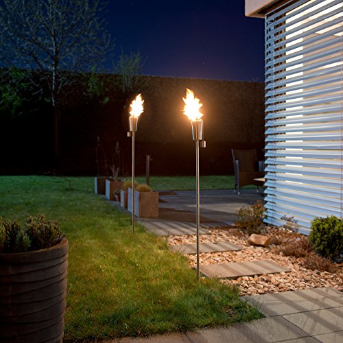 Carlo Milano Edelstahl-Gartenfackel „Amor“ im 2er-Set, rostfrei, 280 ml, 110 cm - 4