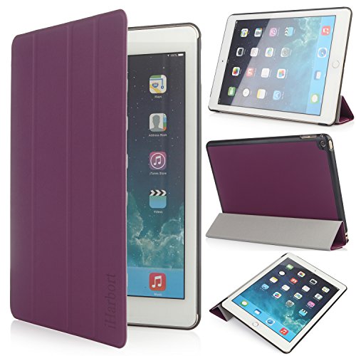iHarbort® iPad Air 2 Hülle - Premium PU Leder Tasche Hülle Etui Schutzhülle Ständer für iPad Air 2, mit Schlaf / Wach-up-Funktion (iPad Air 2, Lila)