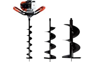 GT Garden Tarière Thermique 52 cm3, 3 CV + Lot de 3 mèches (100, 200 et 300 mm)