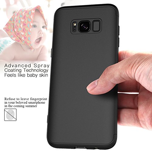 Qissy   Carcasa Samsung Galaxy S8 3 in 1 Todo Incluido Anti-Scratch Ultra Slim Protective 360 PC Case Cover para Samsung Galaxy S8 5 8    Negro 