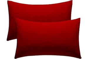 ML MASSARI LIMITED Red Pillow Cases 2 Pack Hotel Quality Poly Cotton Pillowcases Covers (Red, 2 x Pillow Cases)