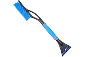 GxDxmBd Rascador para Hielo y Cepillo de Nieve 2 en 1,Rascador Hielo Coche,Cepillo de Nieve para Coche,Rascador Hielo Coche con Escoba,con Mango de Espuma,para Vehículo, Camión, SUV (A)
