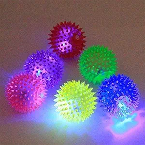 RvPaws LED Whistle Squeaky Squeaker Sound Ball Puppy Dog Cat Pet Chew Playing Rubber Ball Toy -4 Pieces (Set)