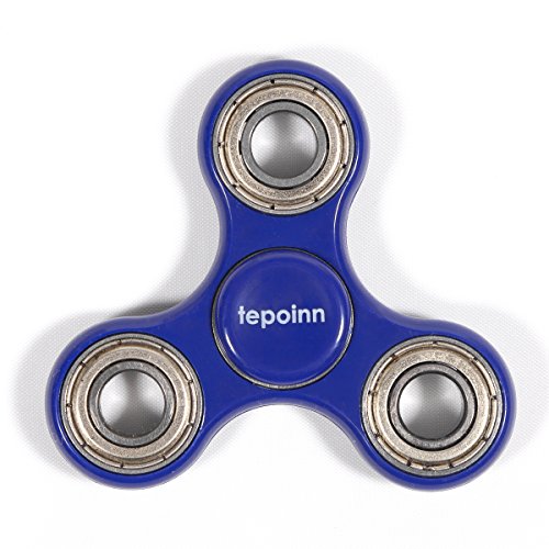 Tepoinn Anti-Anxiety 360 Finger Spinner Helps Focusing Fidget Toy [3D Figit] Premium Quality EDC Focus Toy for Kids & Adults - Best Stress Reducer Relieves ADHD Anxiety and Boredom Ceramic Bearing (Blue)