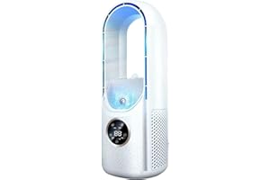 CFITANK Ventilator Leise, Rotorloser Ventilator mit mit Luftreiniger, 6 Geschwindigkeiten, 9H Timer, USB-Aufladung, 35dB, LED-Display, kühlender ventilator für Büro, Zuhause und Schlafzimmer (Weiß)