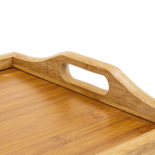 Edles BAMBUS Tablett – 50 x 30 cm – Betttablett – Holz Tablett – Frühstückstablett – Tisch für Bett - 7