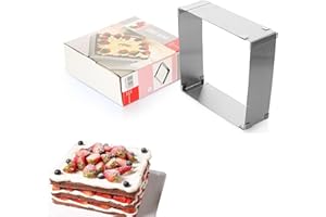 LIN'S WOOD Molde para Pasteles Rectangular Extensible Molde Rectangular Ajustable Anillo de Molde para Mousse de Acero Inoxidable Molde Respostería sin Base para Hornear Tartas Pasteles Tiramisu.