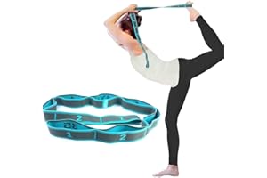 GVEYIQK Correas para Yoga, Correa de Estiramiento de Piernas con 9 Bucles, Bandas Elásticas de Resistencia, Cinta de Yoga Estiramiento para Fitness, Pilates y Gimnasia
