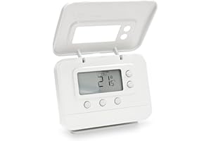 ADEPT TECHNOLOGY Adept/Honeywell Wired 7-Day Programmable Central Heating Thermostat (CM907 Replacement) - Easy Installation, User-Friendly Design, Built-in Service Reminder - White