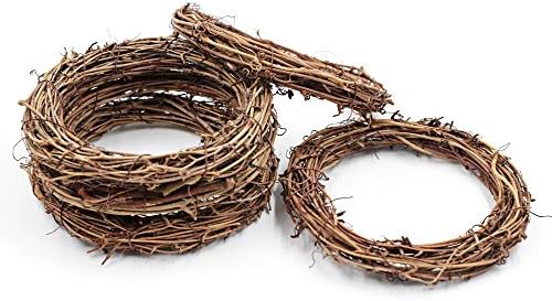 Zhi Jin 5Pcs Natural Grapevine Rattan Wreath Wedding Party Door Hanging Twiggy Garland Home Decorative 4 Inch
