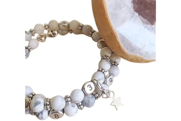 Bracelet d'allaitement Howlite - permet de noter l'heure de la dernière tétée ou dernier biberon - modèle Devi
