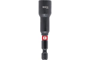 EINHELL ACCESSORIES Einhell - Llave de vaso hexagonal magnética de impacto con vástago de 1/4" E 6.3, 10 mm (cromo vanadio, zona de torsión, imán permanente, anillo de color rojo)