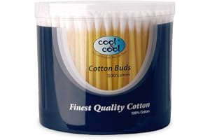 Cool & Cool Ear Buds - 300's - Round Thick Tips,Cotton Swabs,100% Cotton,Double Tipped,Hygienic,Gentle & Safe Swabs for Ears - Assorted