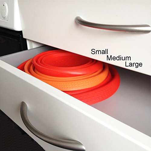 Faltbarer Platin-Silikonseiher (Ø14 cm, 1 L, Große: Klein), Hohe Qualität aus 100% Platin-Silikon, Made in Italy, Silikonsieb, Falbarer Seiher, Sieb Faltbar, Küchensieb, Abtropfsieb, Collapsible Silicone Colander, Strainer, 14 x 14 cm (Small – Red) - 6
