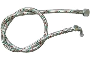 GENERIC Flexible Oil Line Hose Braided 1/4" M 90 x 1/4" F Nut. 900mm Long Riello Compatable