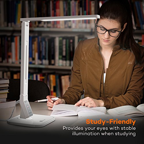 TaoTronics 14W Schreibtischlampe LED Tischlampe 4 Modi dimmbar mit eingebautem USB-Anschluss zum Aufladen von Smartphones weiß - 9