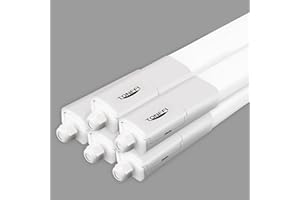 Tonffi 5 Pièce Neon LED 150cm, Reglette LED 60W 7000LM Linkable Plafonnier LED Lampe d'atelier IP65 Imperméable, Luminaire Plafonnier pour Atelier,Sous Sol, Parking, Bureau, Grange,Blanc Neutre 4000K