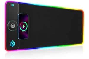 GIM Podkładka pod mysz gamingową RGB, 15 W, Qi, LED, 10 trybów oświetlenia z szybkim ładowaniem 15 W, Qi, bezprzewodowe ładowanie, do telefonu komórkowego, słuchawek, wodoszczelna, antypoślizgowa, do