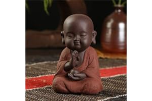 Grenric Kleine niedliche Buddha-Statue aus Keramik Mönch Figur Kreative Handwerk Puppe Dekoration Chinesisches Geschenk Zarte Handwerk Keramik (I)