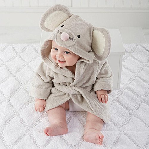 hibote Baby Hooded Nightgown Cartoon Squirrel Flannel Sleepwear Girls Boys Homewear Pajamas Kids Soft Bath Robe 0-3 years