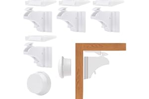 WeddHuis 4 serrature con 1 chiave, sicurezza bambini, serratura magnetica per armadi, protezione invisibile, installazione senza fori e viti, blocco cassetti e armadio, chiave magnetica (bianco)