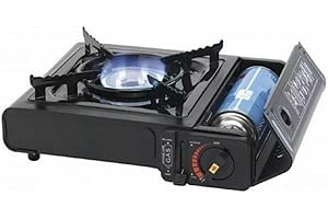 KAELA Fornello A Gas Da Campeggio Attacco Cartucce Di Gas Butano Con regolazione individuale della fiamma e supporto per padelle