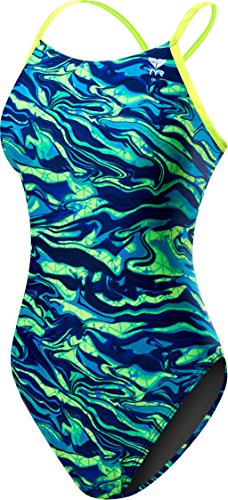 TYR Women's Miramar Cutoutfit Swimsuit One-Piece, Blue/Green, 30
