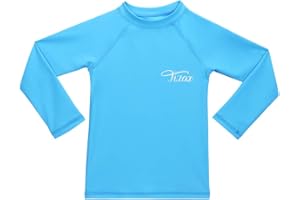 TIZAX Girls Long Sleeve Rash Vest Kids Sun Protection Swimming Shirts Children Rash Guard Quick Drying
