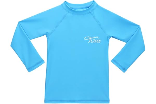 TIZAX T-Shirt de Bain Anti-UV pour Enfants Filles Maillot de Bain à Manche Longue Filles Rashguard pour Surf Natation plongée Plage UPF 50+ Protection Solaire Blanc 4-14 Ans