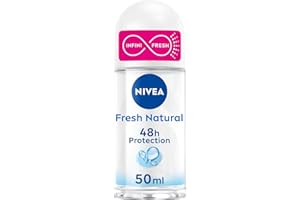 NIVEA Fresh Natural Deodorante Roll-on 50 ml, Deodorante donna antitraspirante per una protezione fino a 48h con tecnologia INFINIFRESH, Formula senza alluminio con Estratti Oceanici