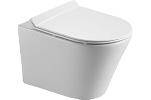 HOROW Toilette Cuvette WC Suspendu Blanc, Rimfree Kit Mural WC avec Abattant SoftClose, Economie d'eau, Longueur 48 cm