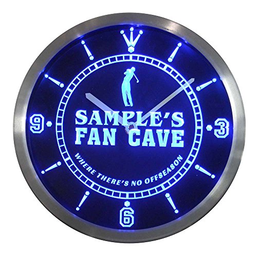 ADVPRO nctf-tm Name Personalized Custom Golf Fan Cave Man Room Bar Neon Sign LED Wall Clock
