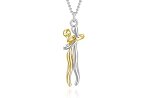Qings Collana Abbraccio per Coppia in Argento Sterling 925 Collanas Pendente a Forma di Cuore Abbracciato Regalo di Compleanno o Anniversario per Lui, Lei e Mamma