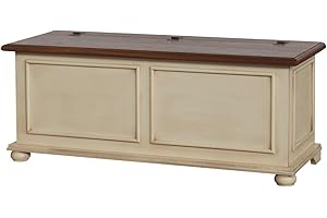 Vicentini arreda CASSAPANCA IN LEGNO SHABBY CHIC MOD CIPOLLA BICOLORE AVORIO ANTICATO E NOCE (L 120 P 42 H 50)