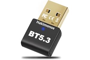 HAKIMONOE Latest Bluetooth 5.3 Adapter for PC Desktop, 20 M Wireless Transmitter Dongle for Windows 11/10/8.1 Computer Laptop, Plug & Play, Pair w/Bluetooth Headset Headphones Speaker Keyboard Mouse Printers