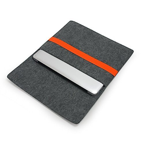 Lavievert Filz Laptoptasche , Handgefertigte Schutzhülle mit Orangem Elastischem Band für 15 Zoll MacBook Pro / Pro Retina (15 Zoll, Orange) - 5