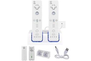 NICOONE Chargeur pour Manette de Wii avec 2 Batteries Rechargeables,Chargeur de Wiimote pour Wii Support de Charger de Wii Station de Charge de Wii pour Télécommande de Wii